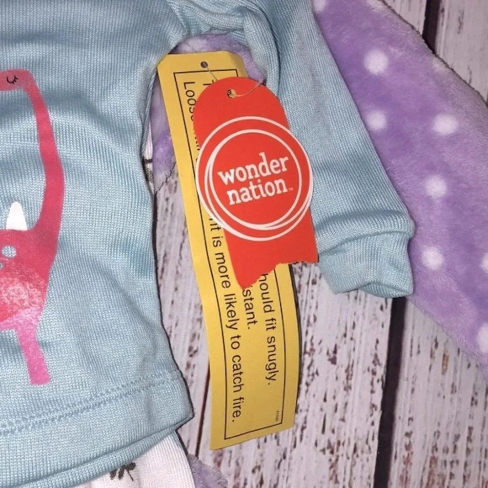Wonder Nation 3 piece set pajamas & robe for little girls 12 months new with tag